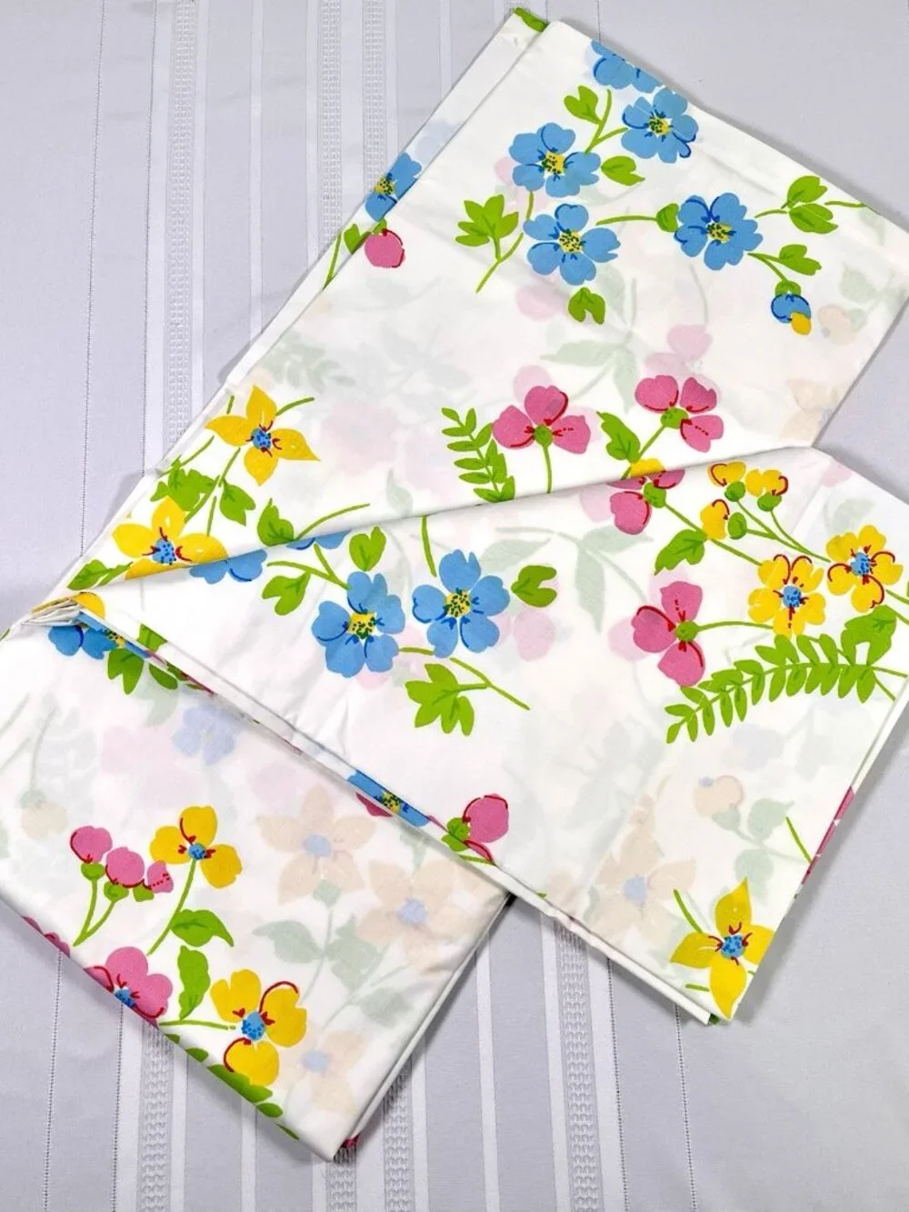 VTG Pacific Miracle Floral Twin Flat Sheet Retro Mod Flower Power Mid Century